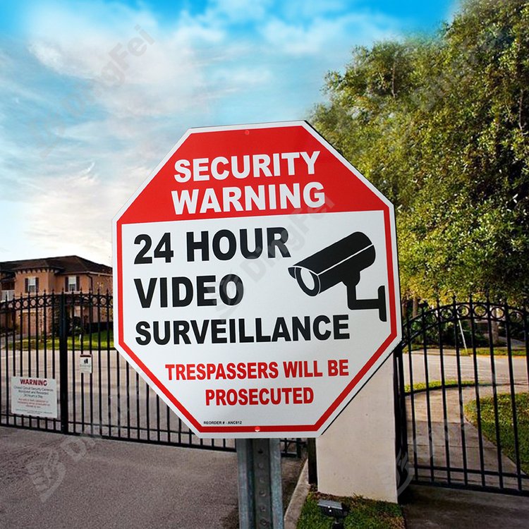 Reflective Security Yard 24 Hour Camera Video Signs - 